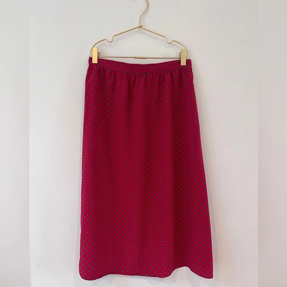 Vintage Sasson silk suit red maxi skirt set skirt / long sleeve tie top - Picture 8 of 11